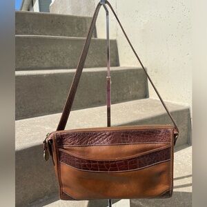 Vintage Brahmin Pecan Croc Leather Shoulder Bag